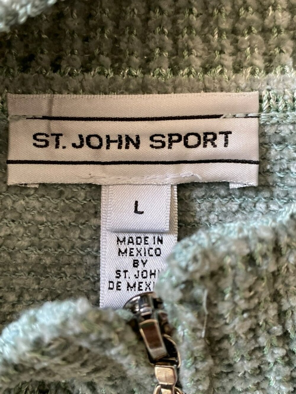 St John Sport Pastel Green Full Zip Cardigan Seafoam Size L - Picture 10 of 11